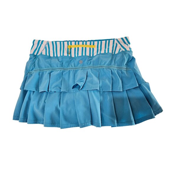 Lululemon Pace Setter Skirt Spry Blue Twin Stripe Size 8 Built-In Shorts Running - Picture 5 of 12